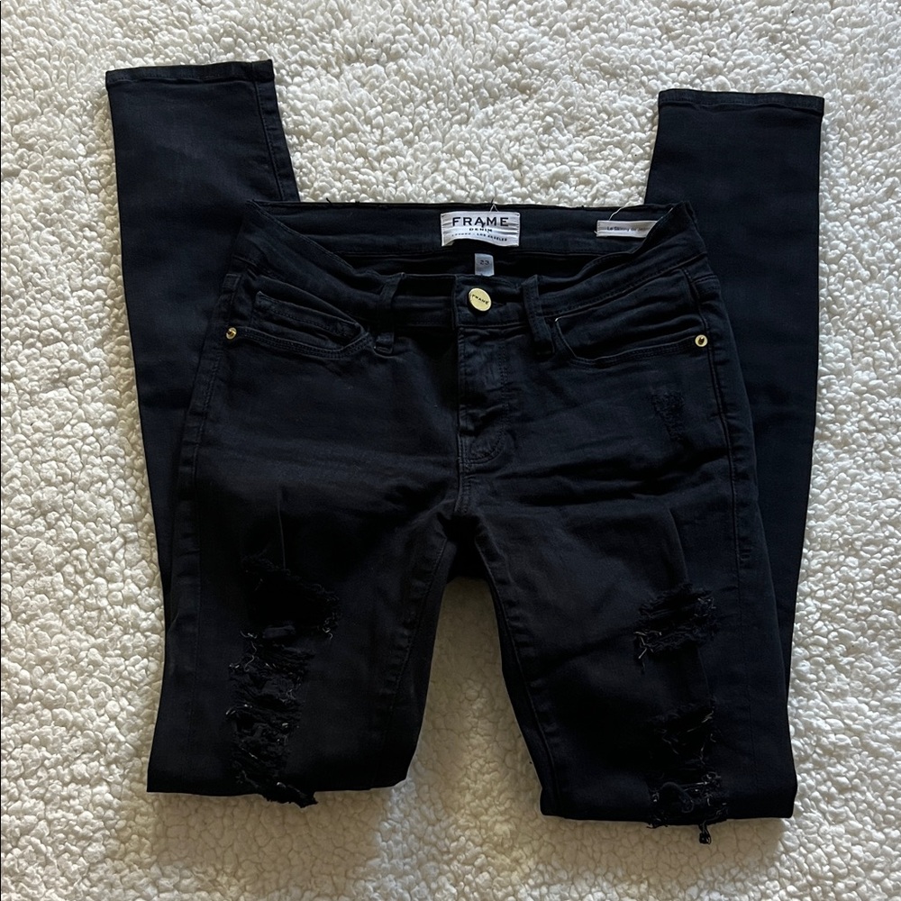 EUC Frame Denim Le Skinny de Jeanne Black Jeans (23R)